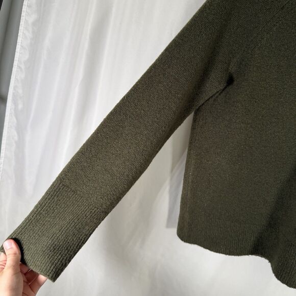 J. Crew Wool Blend Sweater Women's Small Green Knit Long Sleeve Open Back - Picture 8 of 12